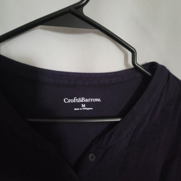 Croft & Barrow Top Dark Purple Medium flowy lace stretchy pleated Rayon classic - Picture 6 of 11